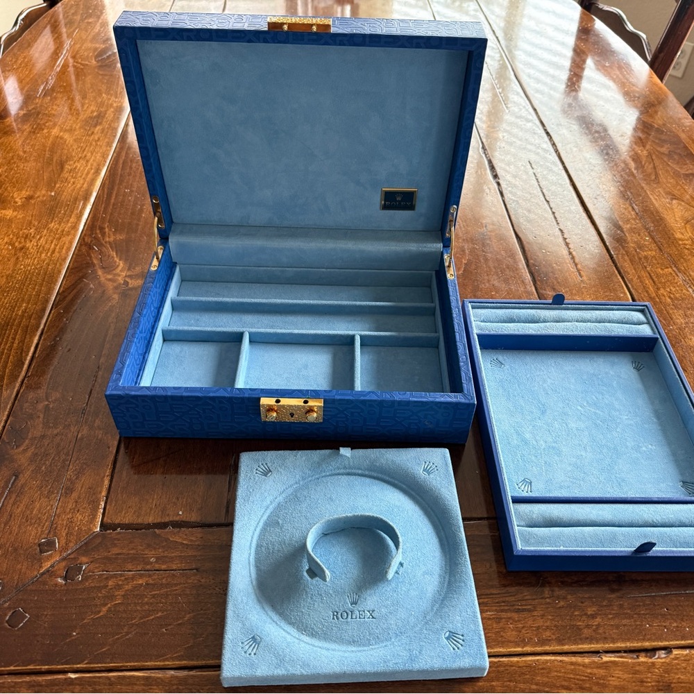 Rolex Luxurious Blue Jewelry Storage Box